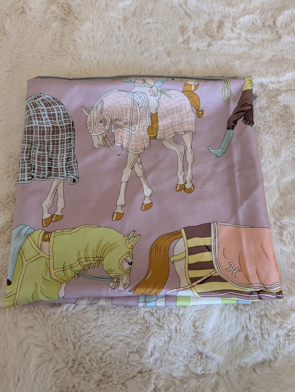 Hermès Pink Equestrian Silk Scarf